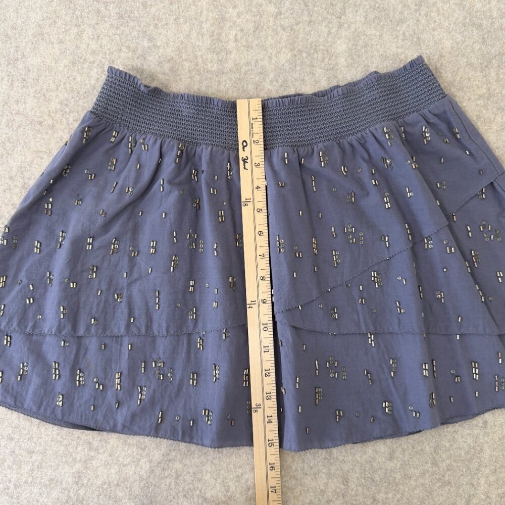 Vintage American Eagle Beaded Mini Skirt Blue Boho Y2K Festival M - Picture 6 of 8